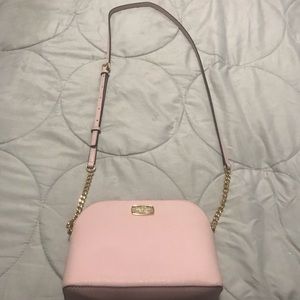 Leather Cindy Large Dome Cross Body Bag Pink